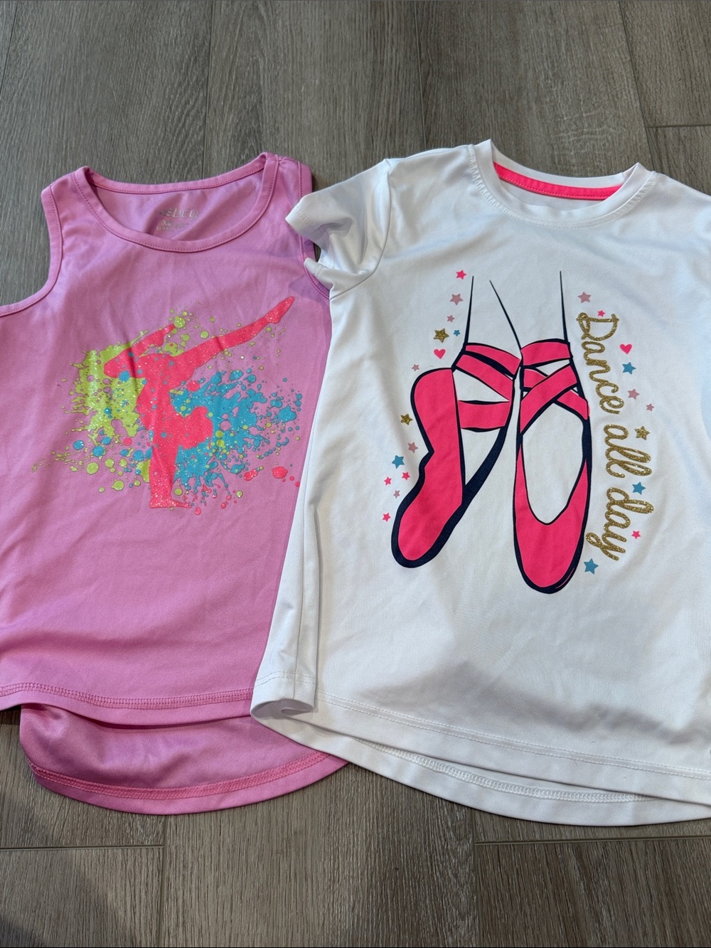 bcg White & Pink Girls' Dance Graphic Tank and Tee Set